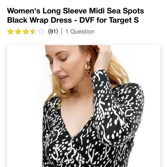 Women's Long Sleeve Midi Sea Spots
Black Wrap Dress - DVF for Target S - Picture 4 of 4